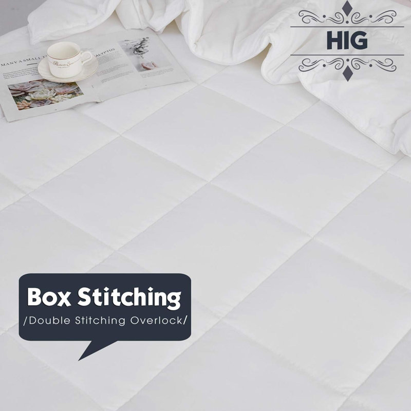 Ensemble d'édredon 3 pièces - Édredon en duvet synthétique réversible toutes saisons avec taie décorative - Insert de couette matelassé avec languettes de coin - Surpiqûre de boîte - Respirant, doux, moelleux