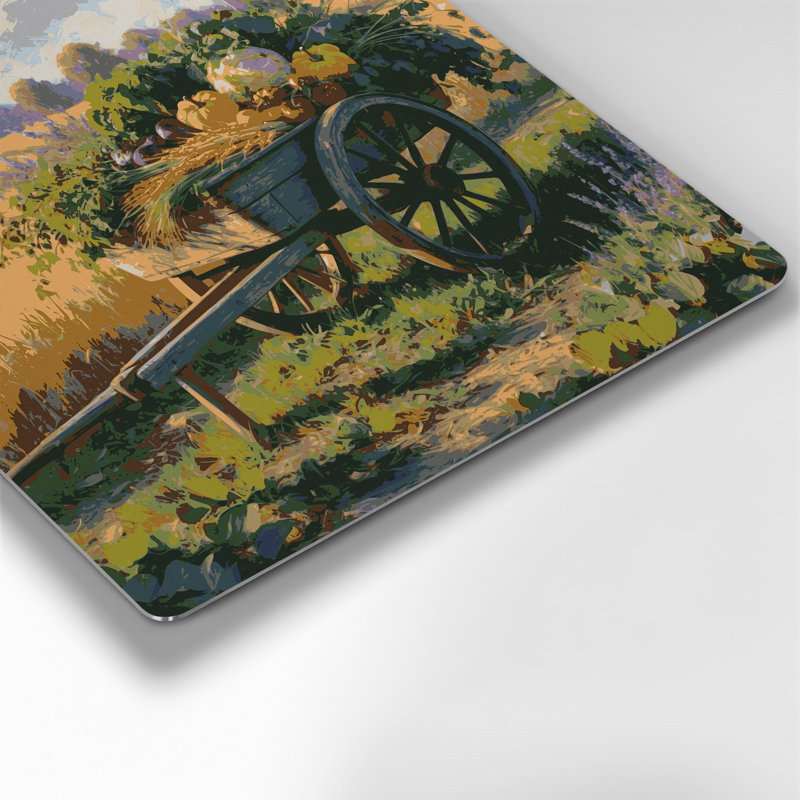 "Farm brouettes", art mural en métal beige, H 16 po x l 16 po