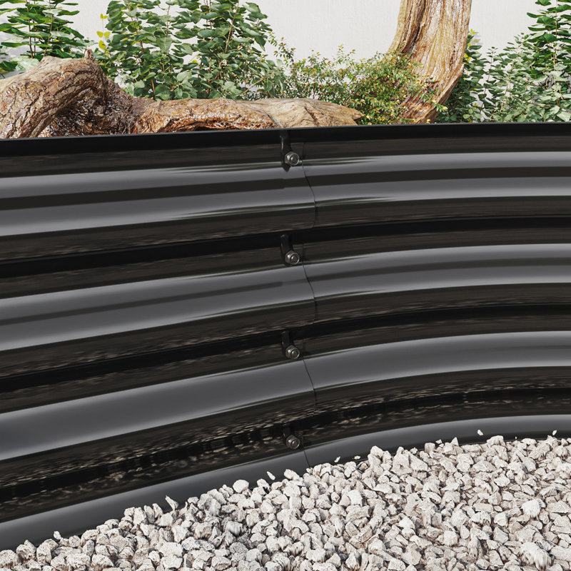 Grand lit de jardin surélevé ovale en métal Raised Garden, H 11,42 po x l 88,98 po x P 44,68 po, Noir