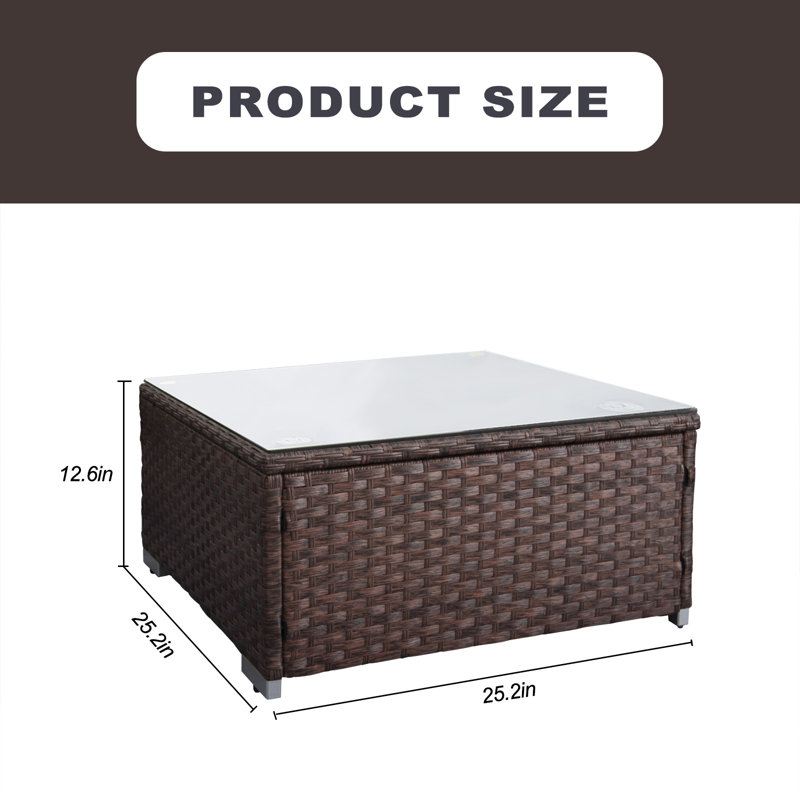 Table basse Forough, H 12,6 po x l 25 po x P 25 po, Brun