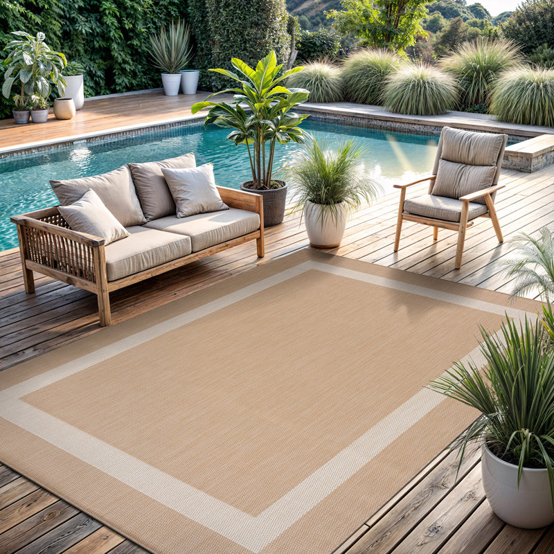 Tapis intérieur / extérieur beige Mekih, Rectangle 9 pi x 12 pi