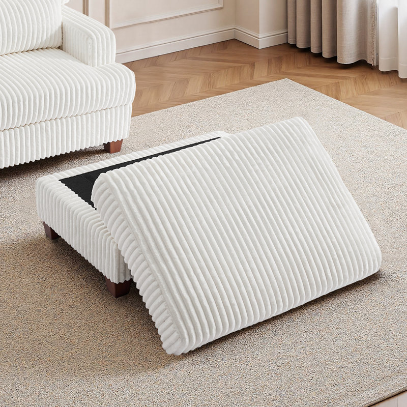 Ermia 92Cm Wide Rectangle Footstool Ottoman, Beige