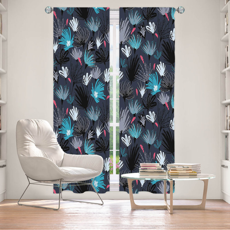 Ensemble de 2 rideaux doublés pour fenêtre par Metka Hiti - Fleurs brossées, L 20 po x L 52 po