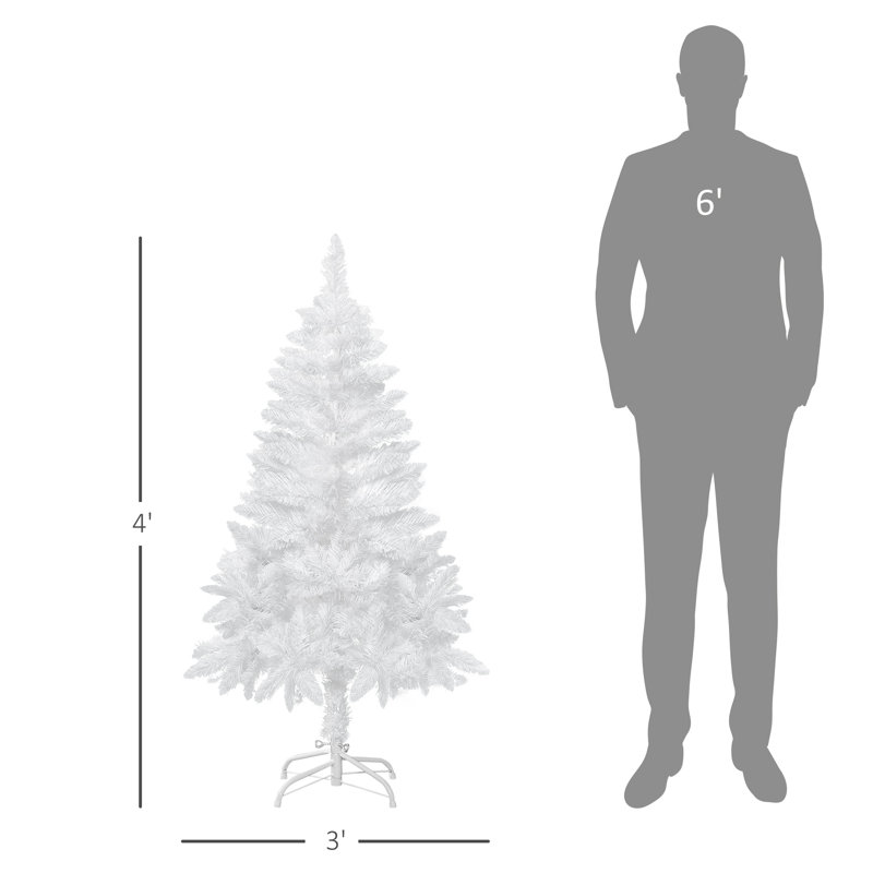 Arbre de Noël artificiel Holiday Aisle® avec branches réalistes en pin, ouverture automatique, pour la décoration intérieure, blanc