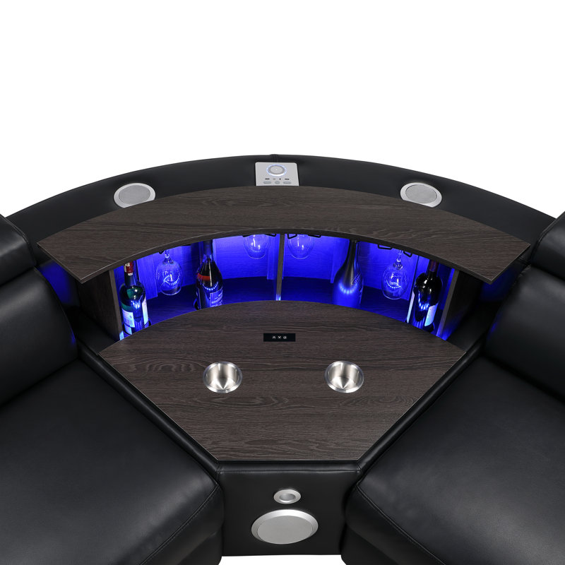 Canapé modulaire inclinable électrique Smart Lounge avec console de lecture de lumière DEL, chargement USB et sans fil