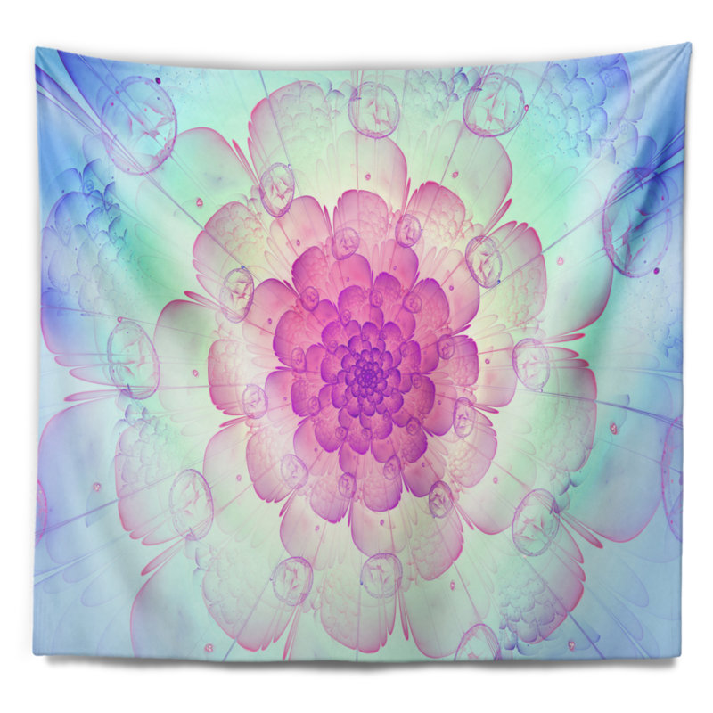 Tapisserie florale florale bleue avec pétales doux, H 50 po x l 60 po