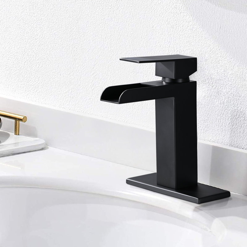 Single-handle Bathroom Faucet with Drain Assembly, Matte Black