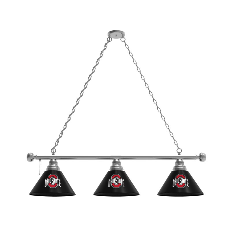3 - Light Pool Table Lights Pendant, Chrome, Ohio State Buckeyes