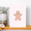 Pink Gingham Gingerbread Man Contemporary Wall Art Print-129720351