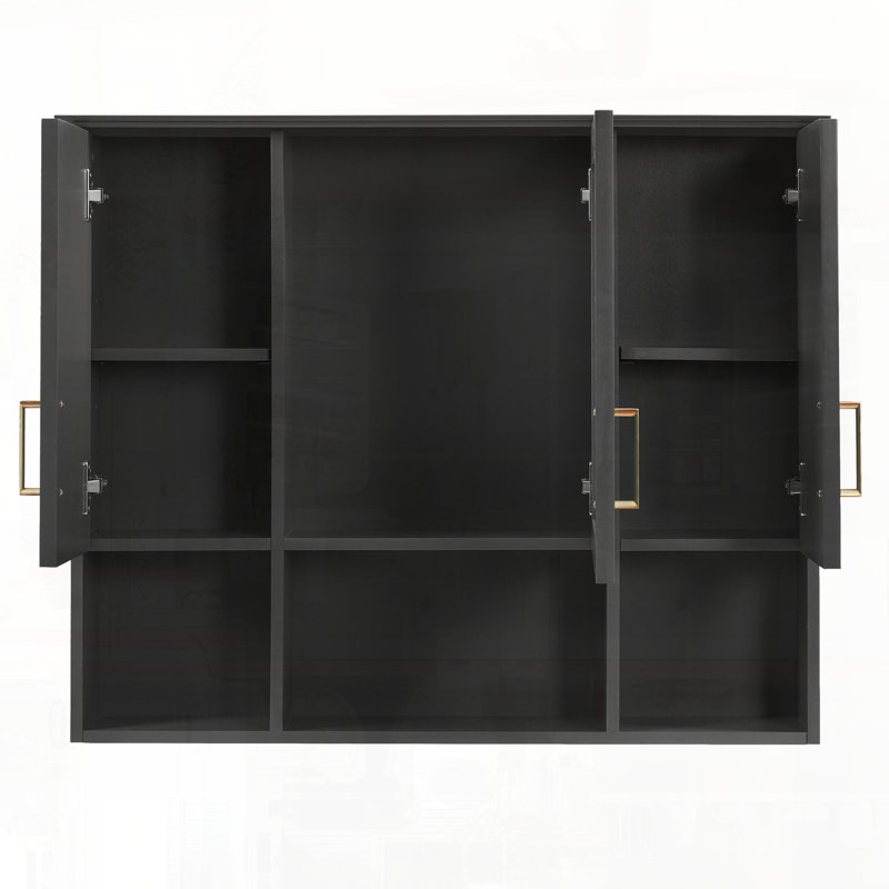 Armoire à pharmacie murale 2 en 1 avec tablettes réglables, Noir