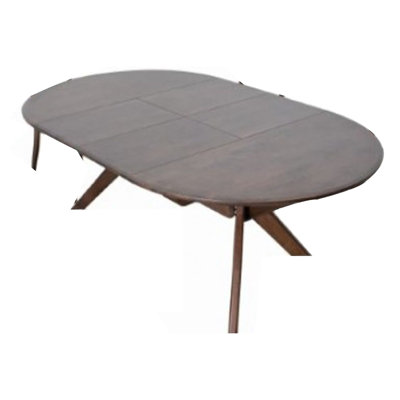 Mikie 47-79 Inch Dining Table, Extendable Brown Full Solid Wood Top