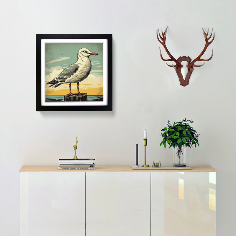 Seagull Retro No.1 1 Piece Single Picture Frame Wall Art, Black