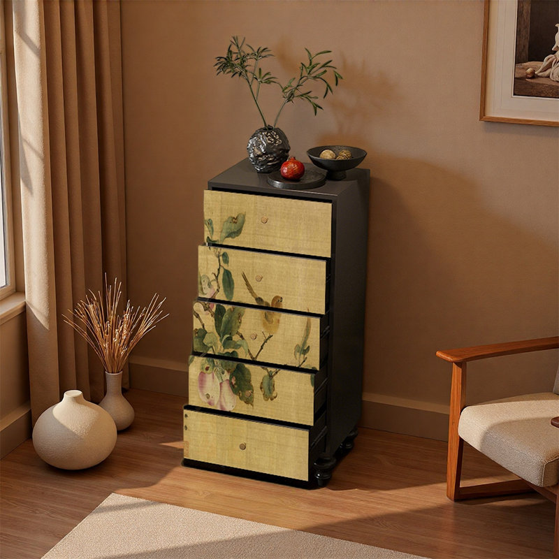 Armoire à cinq tiroirs Pine, Noir