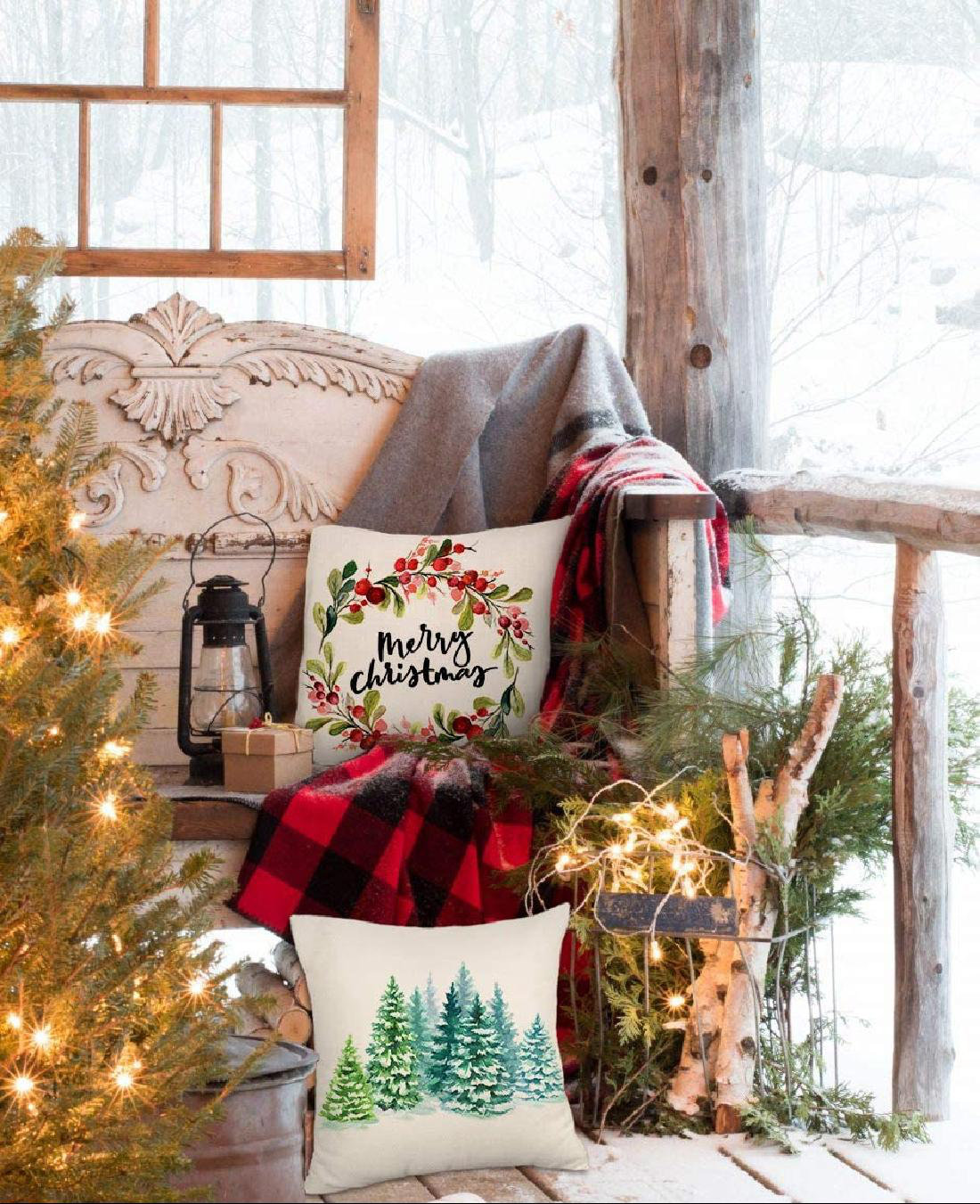 Christmas Pillow Cover Red Truck style 2 Farmhouse Decor Xmas Pillows  Holiday Pillow Covers Christmas Decor Christmas Throw 