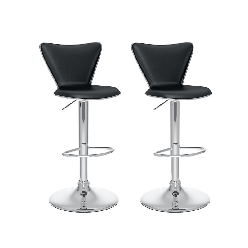 Honea Swivel Upholstered Adjustable Height Counter Stool with Metal Frame, Black
