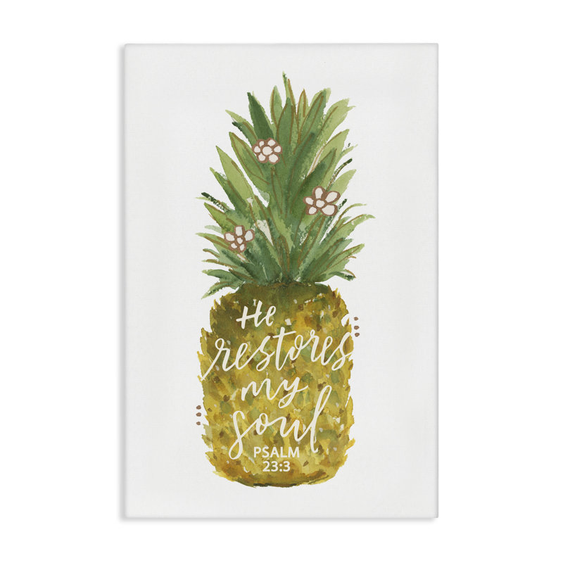 «Restores My Soul Pineapple», art mural sur toile par Blue Chair Blessing, H 30 po x l 20 po