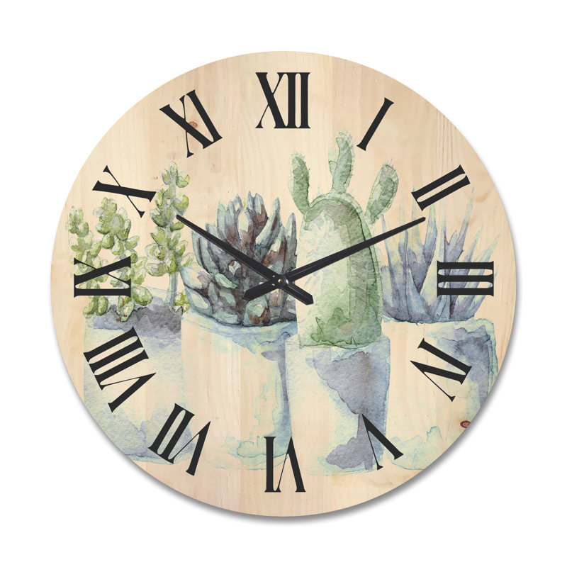 Horloge murale cactus et plantes grasses, Très grand