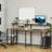 Extra Long Double Computer Desk Mdf Industrial Style Ideal For Home Office