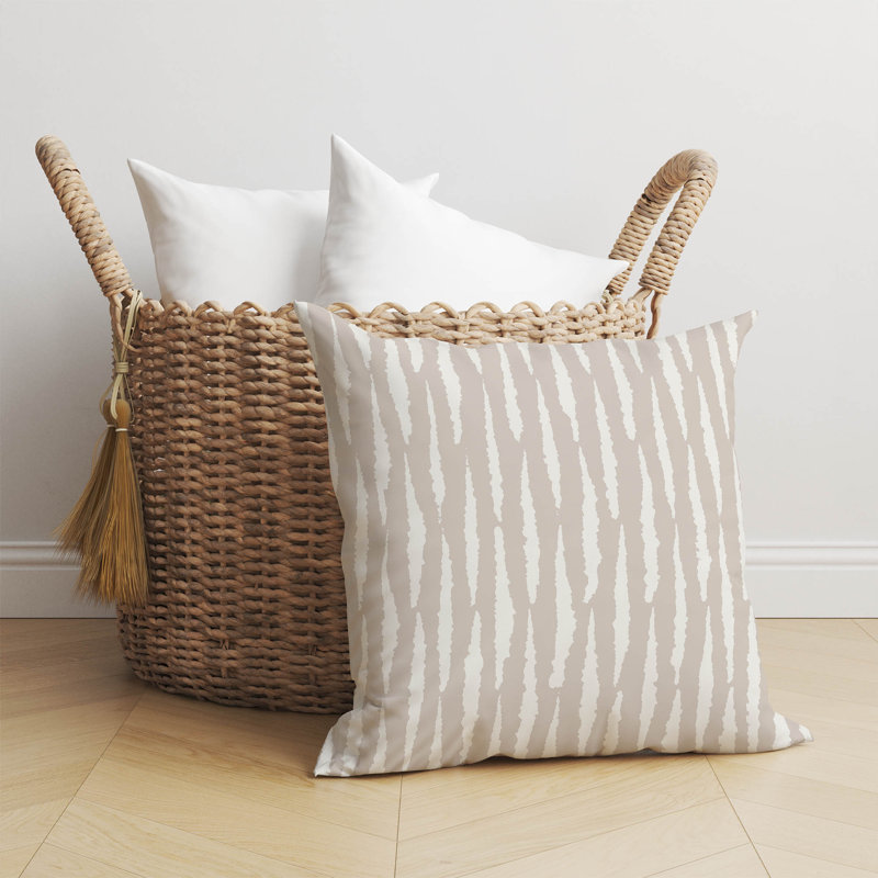 Coussin Scar, H 18 po x l 18 po, Rayure taupe