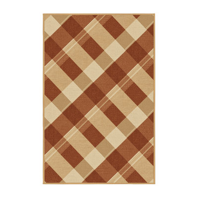 Machine Washable Wynsum Traditional Plaid Rug in Brown – LightBrown Binding