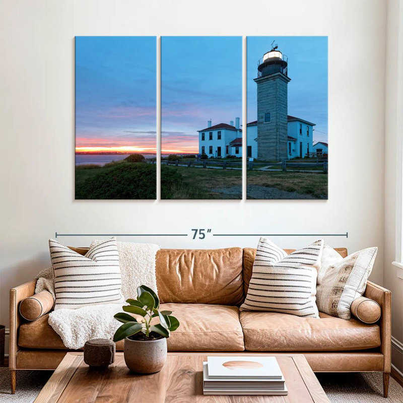 Sunset View Of The Beavertail Lighthouse, 42" H x 65" W