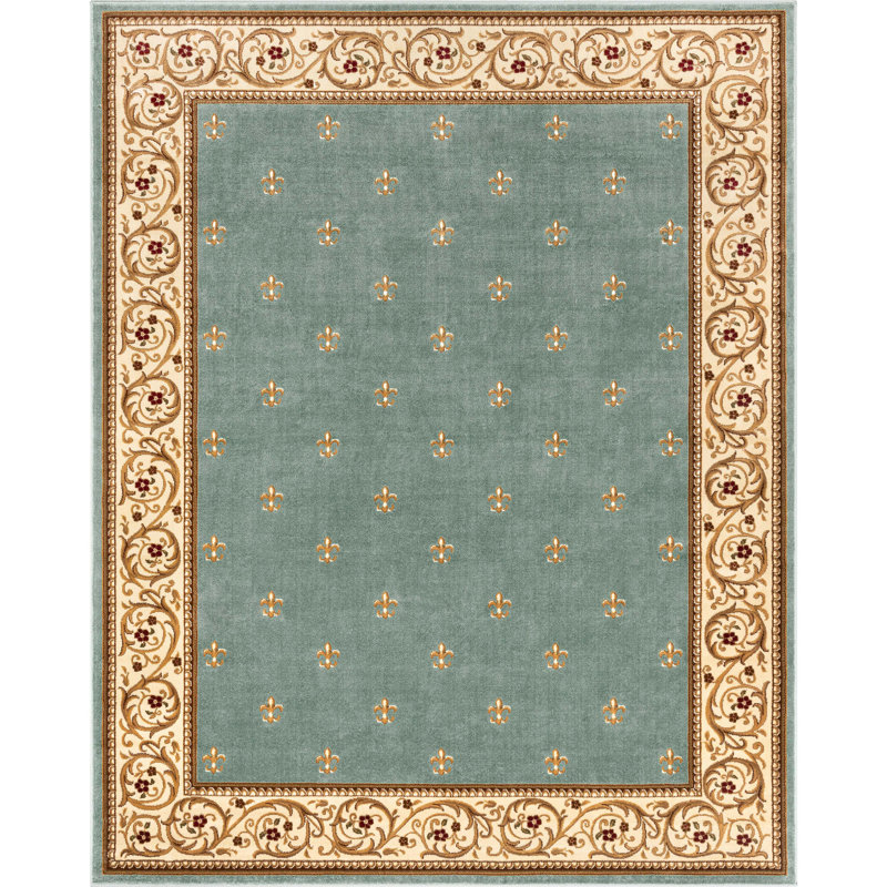 Tapis bleu pâle Charlton Home® Doykos, Rectangle 7 pi 10 po x 9 pi 10 po