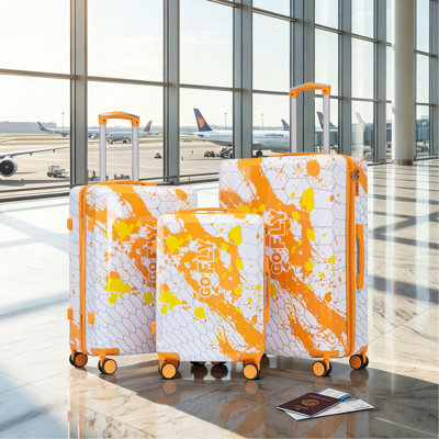 20 po / 24 po / 28 po 3 pièces / ensemble dans une valise à roulettes pivotantes pour PC, avec valise de transport, avec motif imprimé et serrure à combinaison