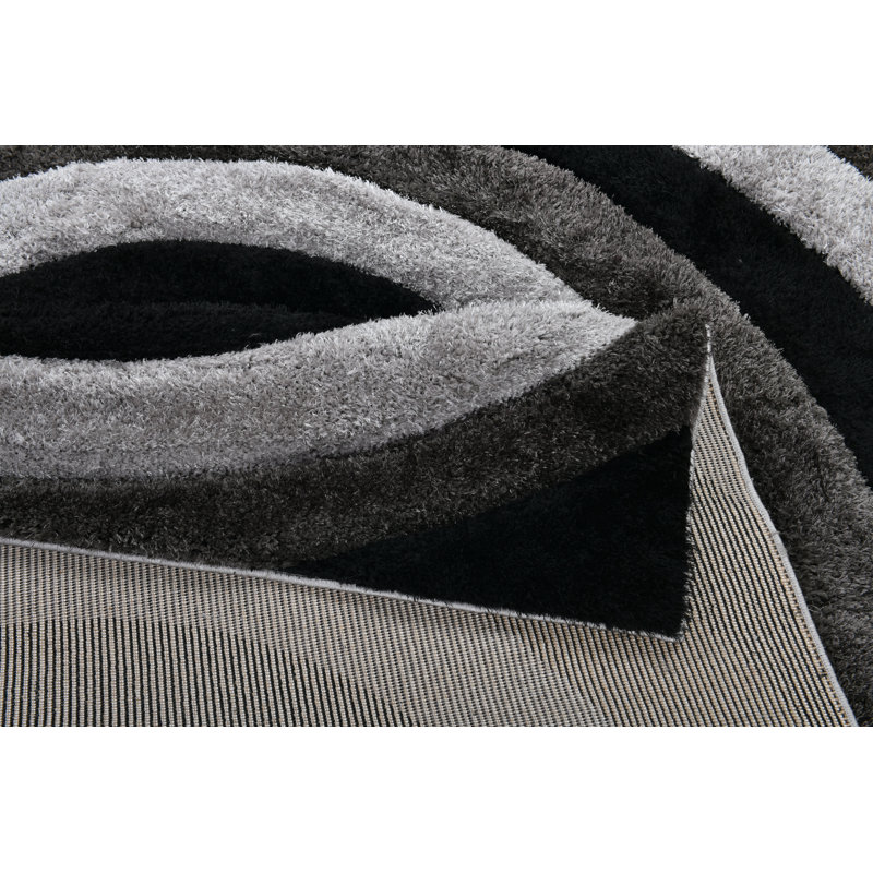 NYC Shag Performance Black Grey Area Rug, Rectangle 7'10" x 10'2"