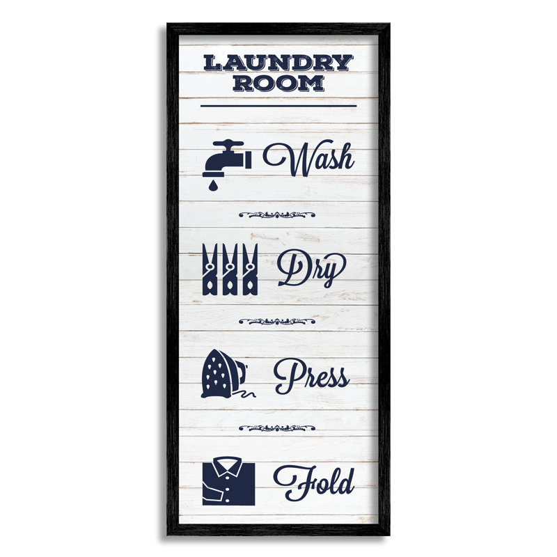 «Laundry Room Rustic Sign Wash Dry Fold Icon» par Melody Hogan - impression sur toile, H 30 po x l 13 po