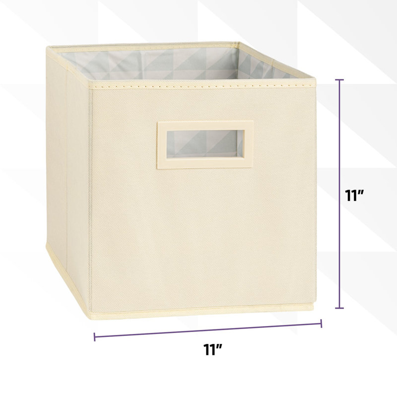Collapsible Fabric Organizing Bin, Foldable Space Saver Storage Solution, Pack of 4, by Superio, Beige