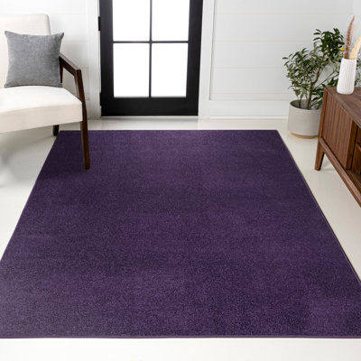 Athaniel Solid Low-Pile Purple Rug