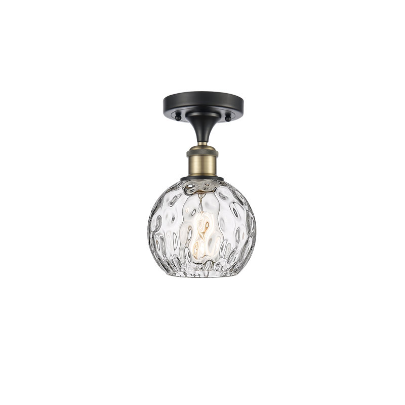 Plafonnier semi-encastré 1 lumière 8 po Cindi, Ampoule non incluse, H 11 po x l 6 po x P 6 po, Noir / laiton antique