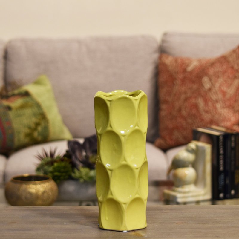 Grier Table Vase, 11" H x 4.5" W x 4.5" D, Yellow