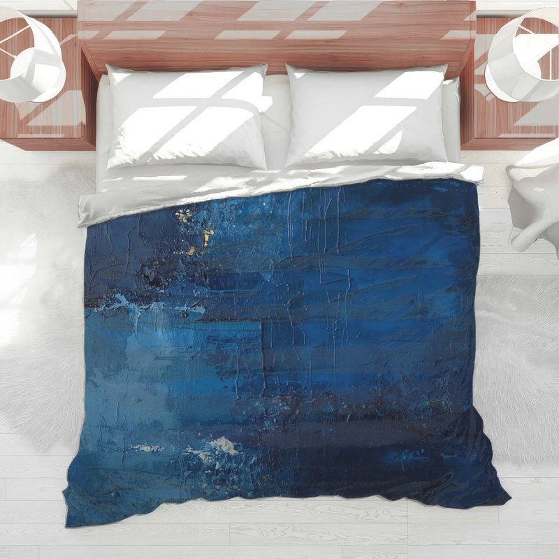 Textured Blue Abstract Comforter, Queen