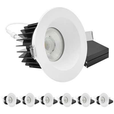 LUXRITE 5 Inch LED Recessed Light, Regressed Spotlight With Round White Trim, 22W, 1800LM, 5CCT, 60° Beam, Dimmable, Twist-N-Lock, CRI90, ETL 6 Pack