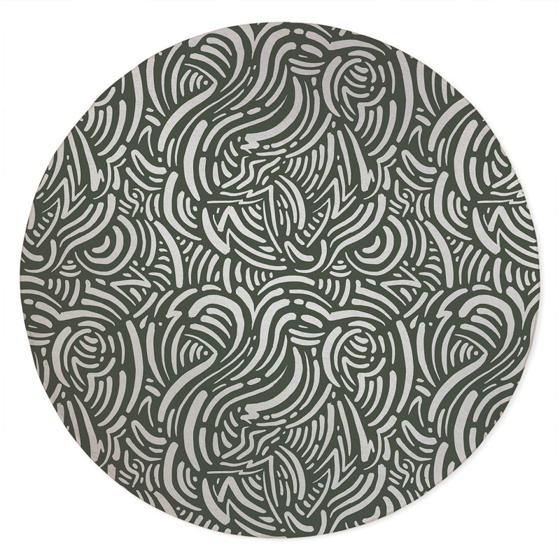 Cozy Swirl Non-Slip Outdoor Rug, Round 5'