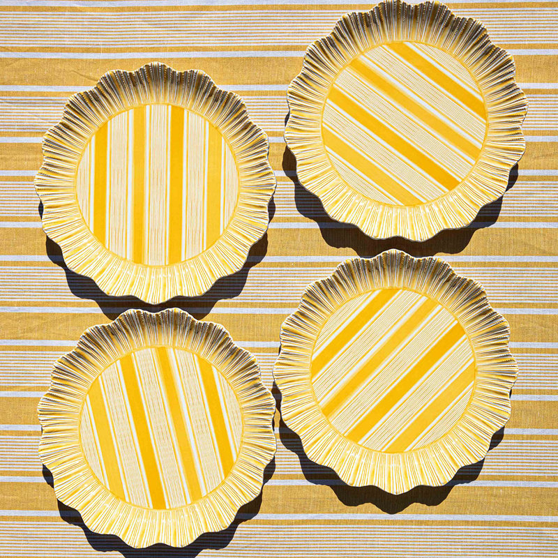 Cabana Stripe Melamine Dinner Plates, Seagrass/Ocean/Sunshine/Coral