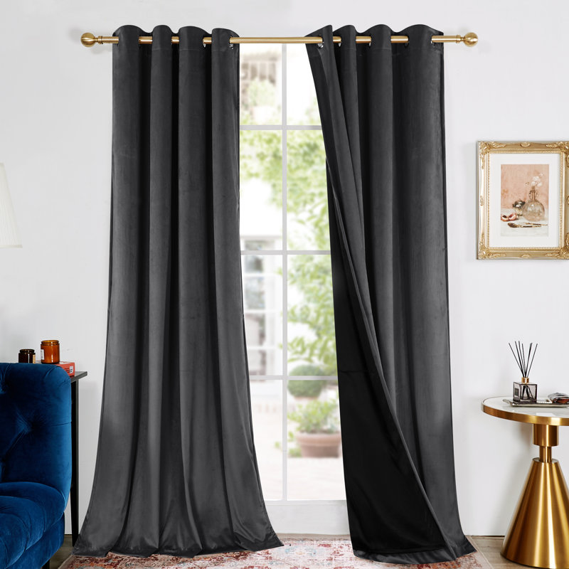 Trenady Blackout Curtain Panel Pair, 52" W x 108" L, Dark Gray