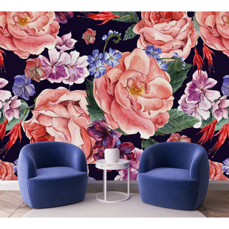 Peel & Stick Floral Wall Mural, 8.33' W x 8.33' L