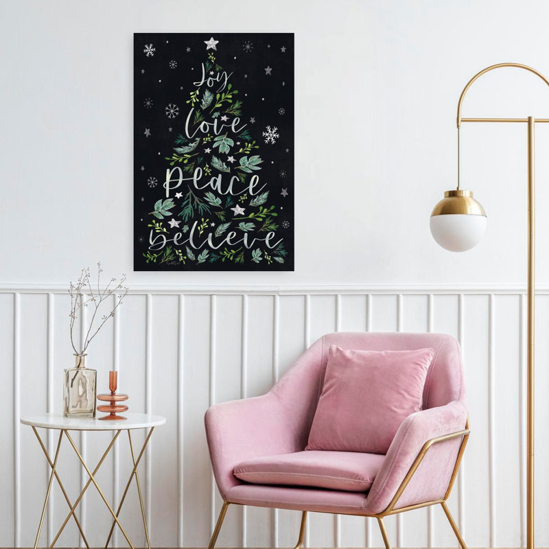Joy, arbres de Noël abstraits, art contemporain de Noël, H 24 po x l 16 po