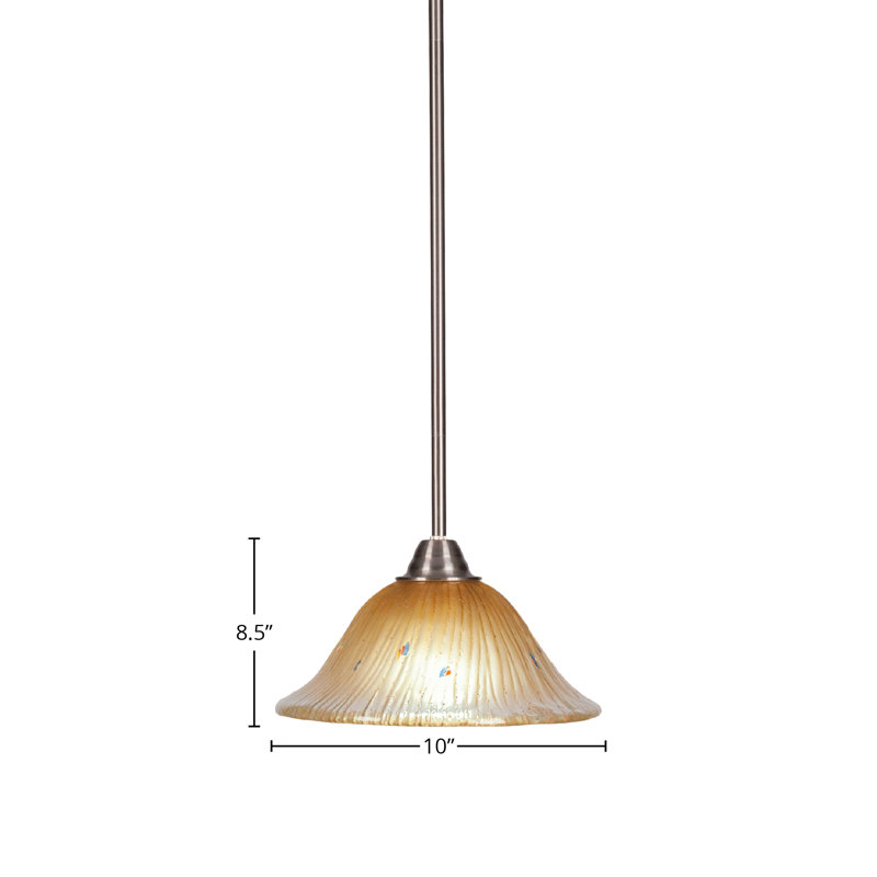 Luminaire suspendu avec tige en verre 10 po Achen Paramount, Jaune, Nickel brossé