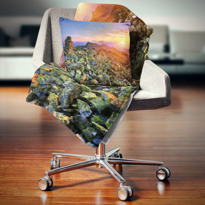 Bright Sun in Carpathian Mountains - Landscape Printed Throw Pillow