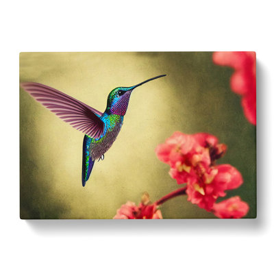 Electrifying Floral Hummingbird - Wrapped Canvas