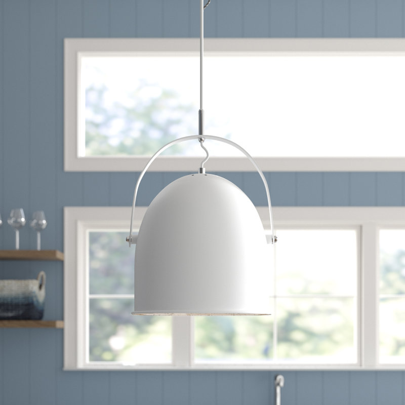 Luminaire suspendu pour dôme simple 1 lumières Grullon, Blanc / argent