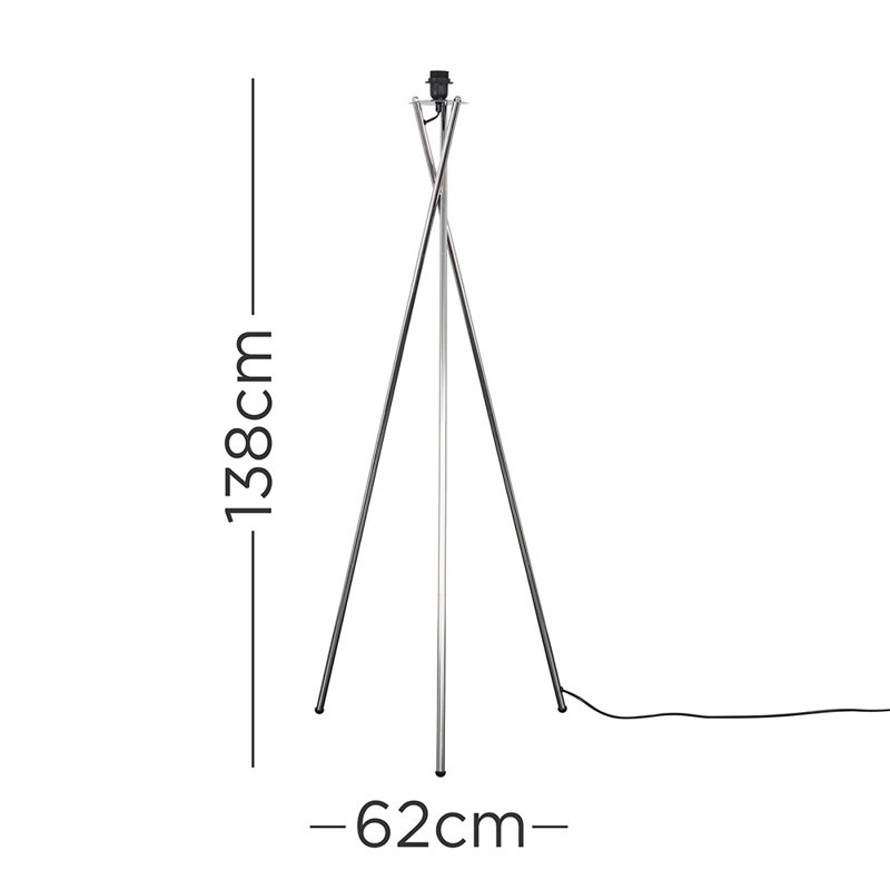 Ahti Camden 136cm Tripod Floor Lamp Base, Chrome