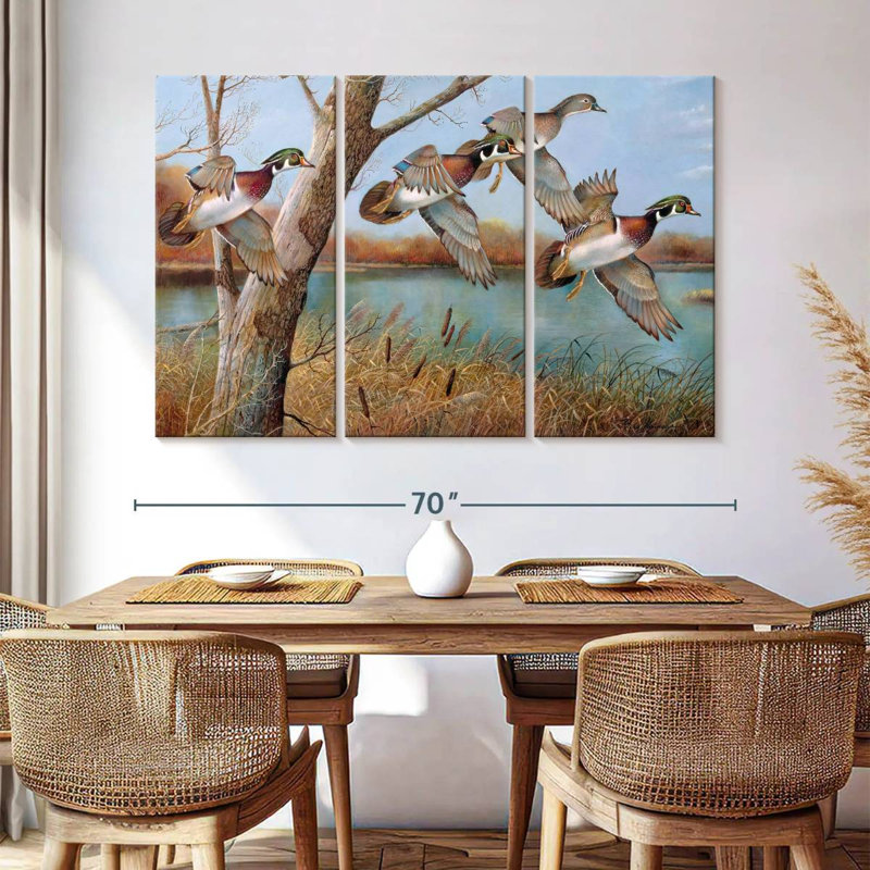 Brampt volant des canards en bois, H 42 po x l 65 po