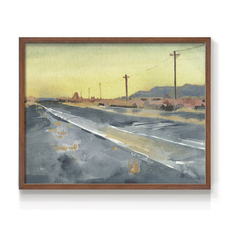 Déserté autoroute I - reproduction encadrée - réarmable, H 16 po x l 20 po, Noyer