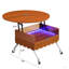 Table basse ronde à plateau relevable avec roues, structure en métal et éclairage multicolore de 27,6 po