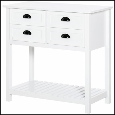 Versatile Coffee Bar Cabinet with 4 Drawers and Slatted Shelf for Storage and Display in Kitchen or Living Room