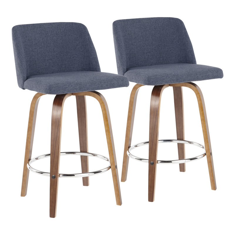 Tabouret de bar 26 po Lakyia, Bleu, Chrome